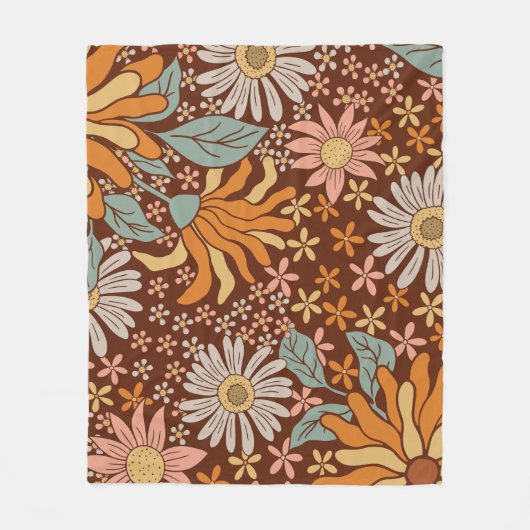 Couverture Polaire Fleurs rétro (Devant)