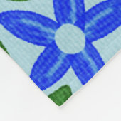 Couverture Polaire Fleurs Rétro Bleu & Orange (Coin)