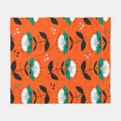 Couverture Polaire Fleurs rétro et motif sans couture feuille.  (Devant (Horizontal))