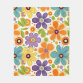 Couverture Polaire Fleurs rétro Lilac orange et vert (Devant)
