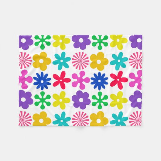Couverture Polaire FLEURS RÉTRO super (Devant (Horizontal))