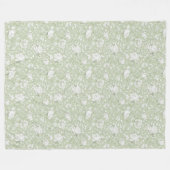 Couverture Polaire Fleurs romantiques vertes et blanches   (Devant (Horizontal))
