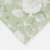 Couverture Polaire Fleurs romantiques vertes et blanches   (Coin)