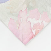Couverture Polaire Fleurs rose aquarelle boho nom de famille script (Coin)