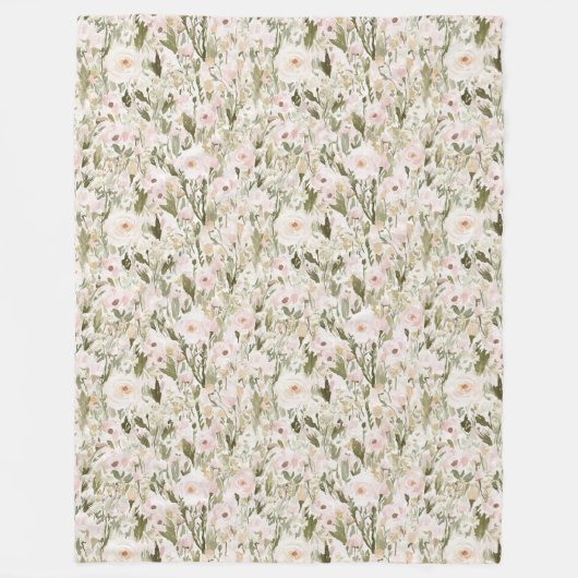 Couverture Polaire Fleurs Rose Blush Jolies (Devant)