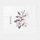Couverture Polaire Fleurs rose et gris Aquarelle classique (Devant (Horizontal))