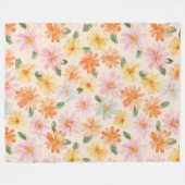 Couverture Polaire Fleurs Rose Jaune Bleu Pêche (Devant (Horizontal))