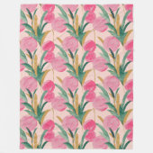 Couverture Polaire Fleurs rose or (Devant)
