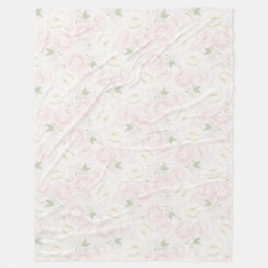 Couverture Polaire Fleurs Rose Pâle (Devant)