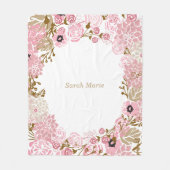 Couverture Polaire Fleurs roses assez florales et texte de (Devant)