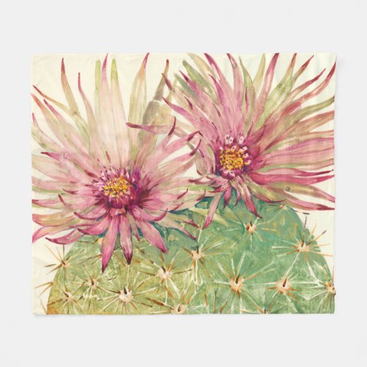 Couverture Polaire Fleurs roses de cactus (Devant (Horizontal))