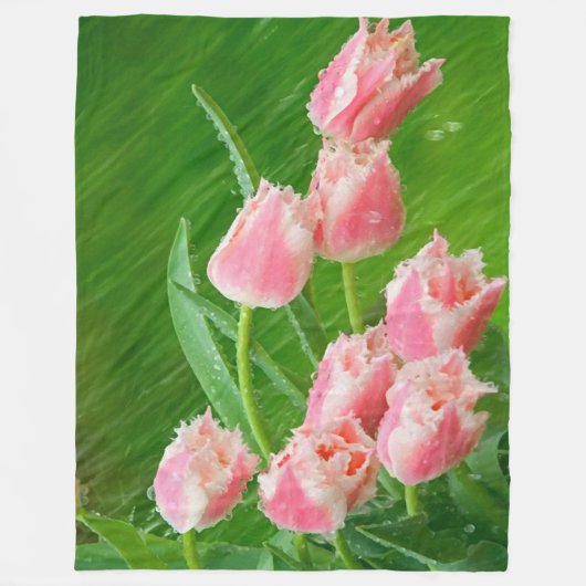 Couverture Polaire Fleurs roses de tulipe (Devant)