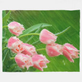 Couverture Polaire Fleurs roses de tulipe (Devant (Horizontal))