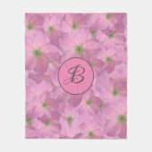 Couverture Polaire Fleurs roses douces avec le monogramme fait sur (Devant)
