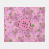 Couverture Polaire Fleurs roses douces avec le monogramme fait sur (Devant (Horizontal))