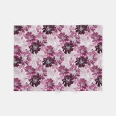 Couverture Polaire Fleurs roses et bordeaux sur rose poussiéreux (Devant (Horizontal))