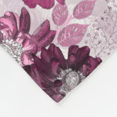 Couverture Polaire Fleurs roses et bordeaux sur rose poussiéreux (Coin)