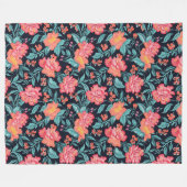 Couverture Polaire Fleurs roses et coraux (Devant (Horizontal))