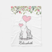 Couverture Polaire Fleurs roses Floral Eléphant Mère Bébé (Devant)