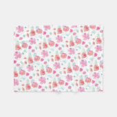 Couverture Polaire Fleurs roses florales romantiques d'aquarelle (Devant (Horizontal))