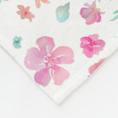 Couverture Polaire Fleurs roses florales romantiques d'aquarelle (Coin)