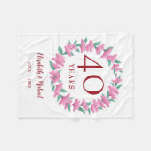 Couverture Polaire Fleurs roses florales rubis 40e Anniversaire couro (Devant (Horizontal))