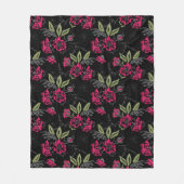 Couverture Polaire Fleurs roses florales vert feuille croquis (Devant)