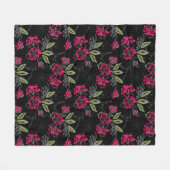Couverture Polaire Fleurs roses florales vert feuille croquis (Devant (Horizontal))