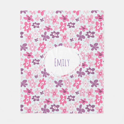 Couverture Polaire Fleurs roses mignonnes Motif Whimsical Personnalis (Devant)