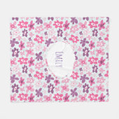 Couverture Polaire Fleurs roses mignonnes Motif Whimsical Personnalis (Devant (Horizontal))