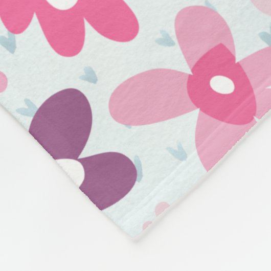 Couverture Polaire Fleurs roses mignonnes Motif Whimsical Personnalis (Coin)