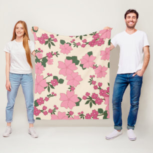 Couverture Polaire Fleurs Roses, Motif Floral, Motif De Fleurs