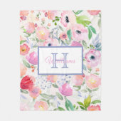 Couverture Polaire Fleurs roses nom de famille de boho blanc (Devant)
