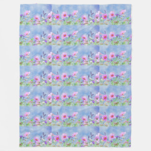 Couverture Polaire fleurs roses prairies champs jardin pétales vignes