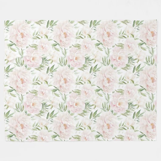 Couverture Polaire Fleurs roses romantiques (Devant (Horizontal))
