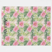 Couverture Polaire Fleurs roses tropicales (Devant (Horizontal))