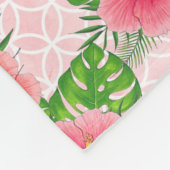 Couverture Polaire Fleurs roses tropicales (Coin)
