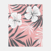 Couverture Polaire Fleurs roses tropicales (Devant)