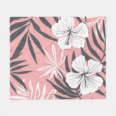 Couverture Polaire Fleurs roses tropicales (Devant (Horizontal))
