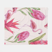 Couverture Polaire Fleurs roses tropicales, protéa, oiseau de paradis (Devant (Horizontal))