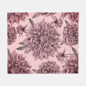 Couverture Polaire Fleurs roses vintages Motif illustré (Devant (Horizontal))
