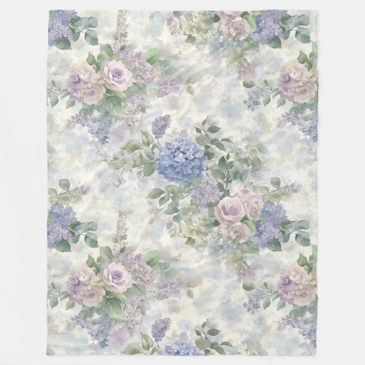 Couverture Polaire Fleurs roses violettes romantiques (Devant)