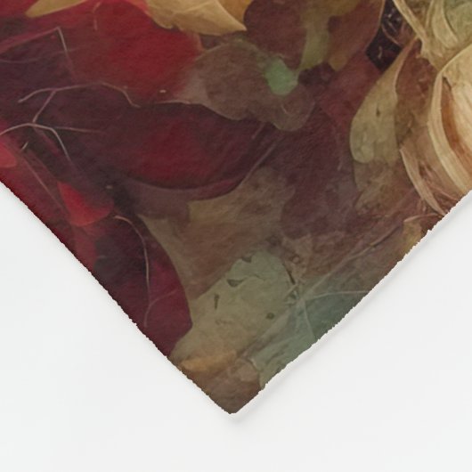 Couverture Polaire Fleurs rouges blanches vertes (Coin)