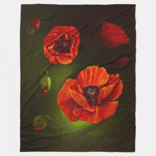 Couverture Polaire Fleurs rouges de pavot