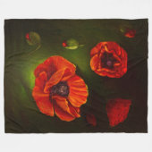Couverture Polaire Fleurs rouges de pavot (Devant (Horizontal))
