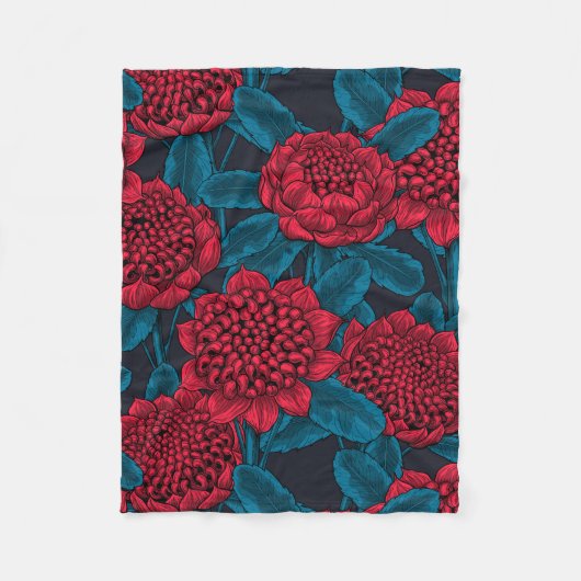 Couverture Polaire Fleurs rouges de waratah (Devant)