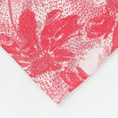Couverture Polaire Fleurs rouges sur blanc. (Coin)