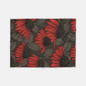 Couverture Polaire Fleurs rouges sur marron (Devant (Horizontal))