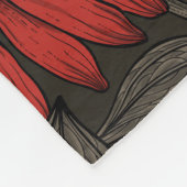 Couverture Polaire Fleurs rouges sur marron (Coin)