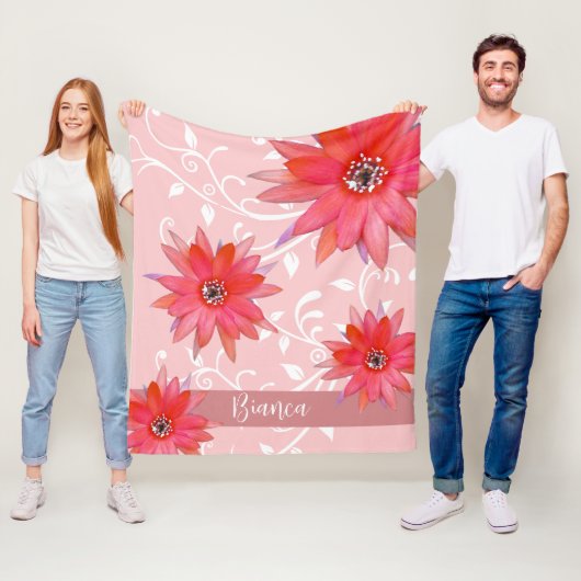 Couverture Polaire Fleurs rouges Whimsical Feuilles Tourbillonnant Aj (En situation)